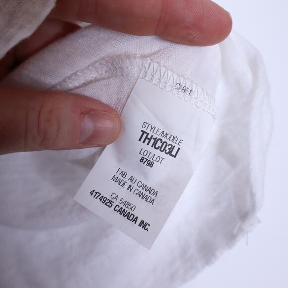 THE RANGE Linen Blend Crew Neck Tee White Asymmetrical Hem T-Shirt Women's S - Picture 12 of 12